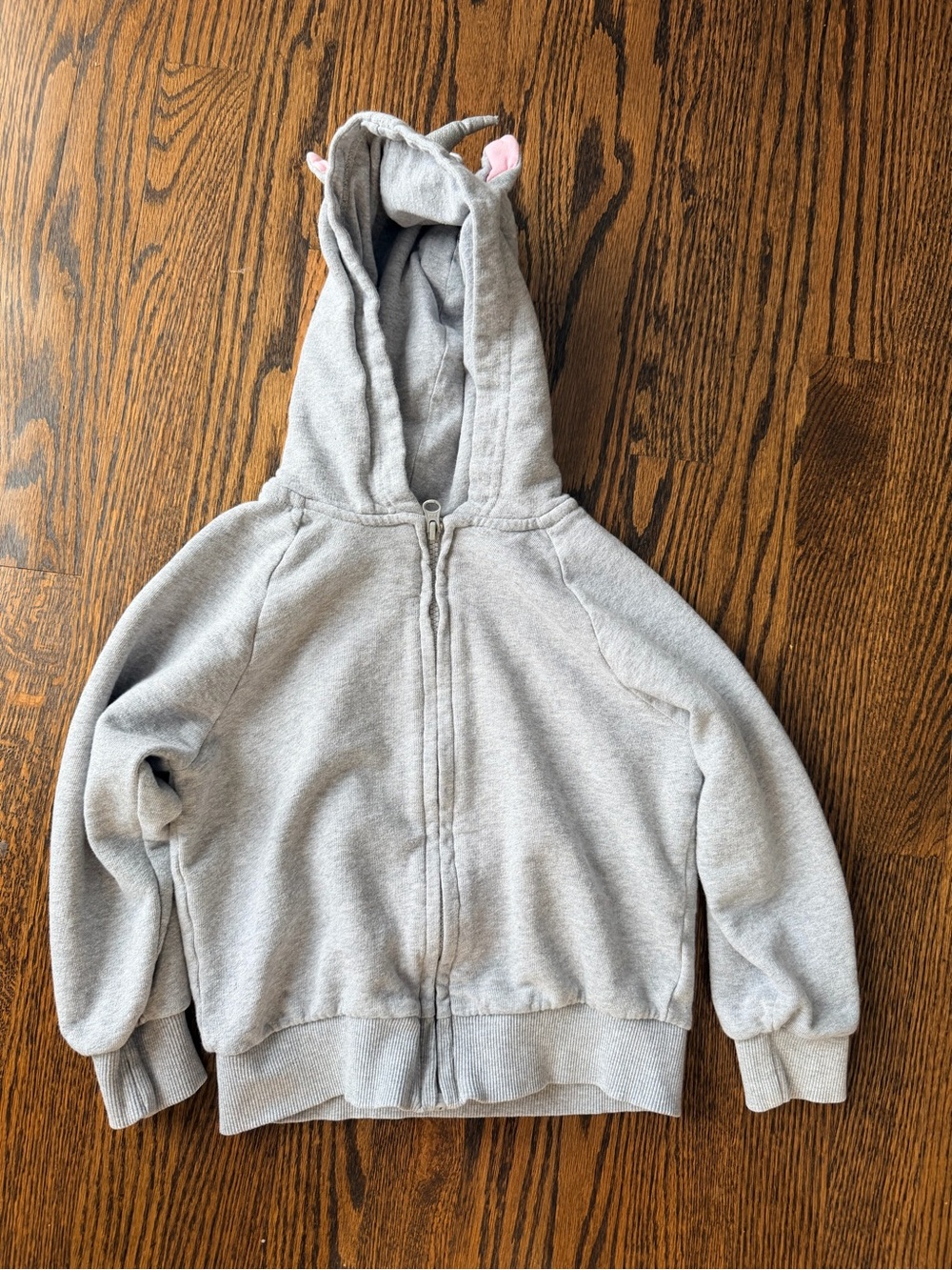 Hanna Andersson Kids' Light Gray Unicorn Hooded Zip-Up Sweatshirt with Ears